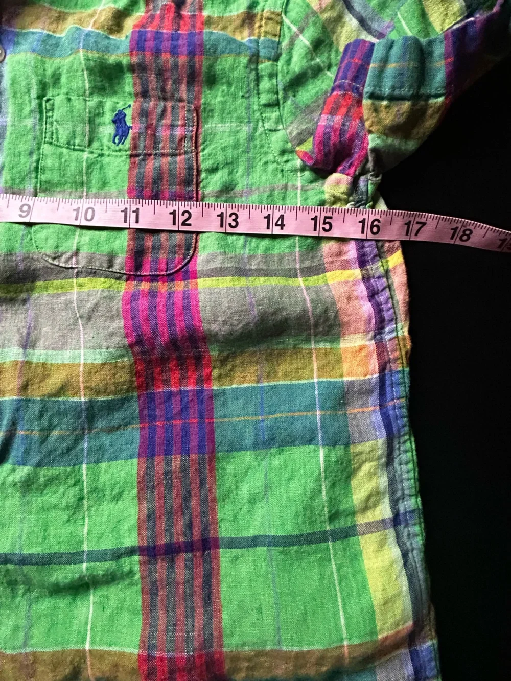 Ralph Lauren Neon Green Multicolor Plaid Short-Sleeve Button-Down Shirt - Kids